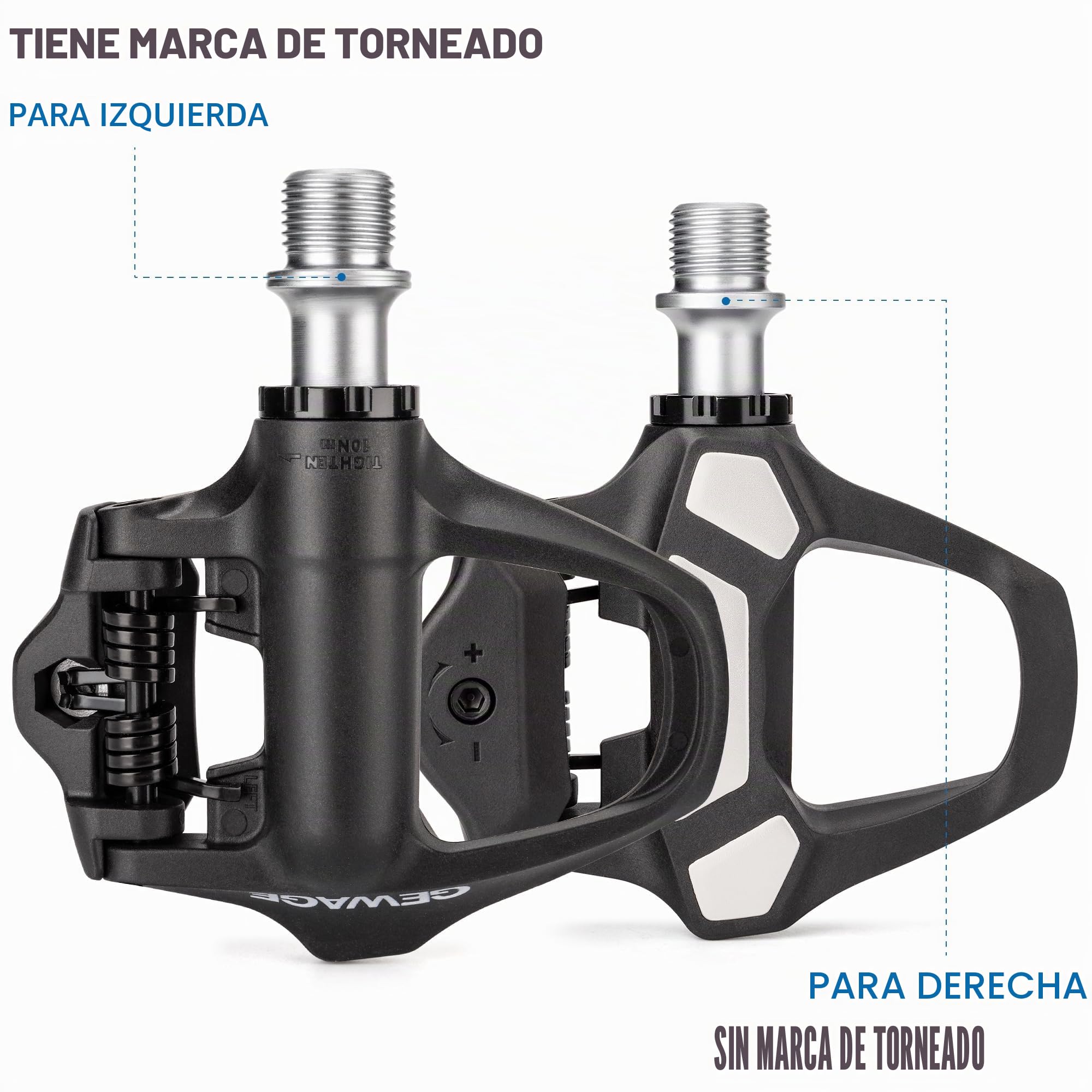 GEWAGE Pedales de carbono SPD-SL para bicicleta de carretera, carcasa de carbono ultraligera, tensión ajustable, plataforma ancha, incluye tacos y material de montaje, compatible con Shimano SM-SH10