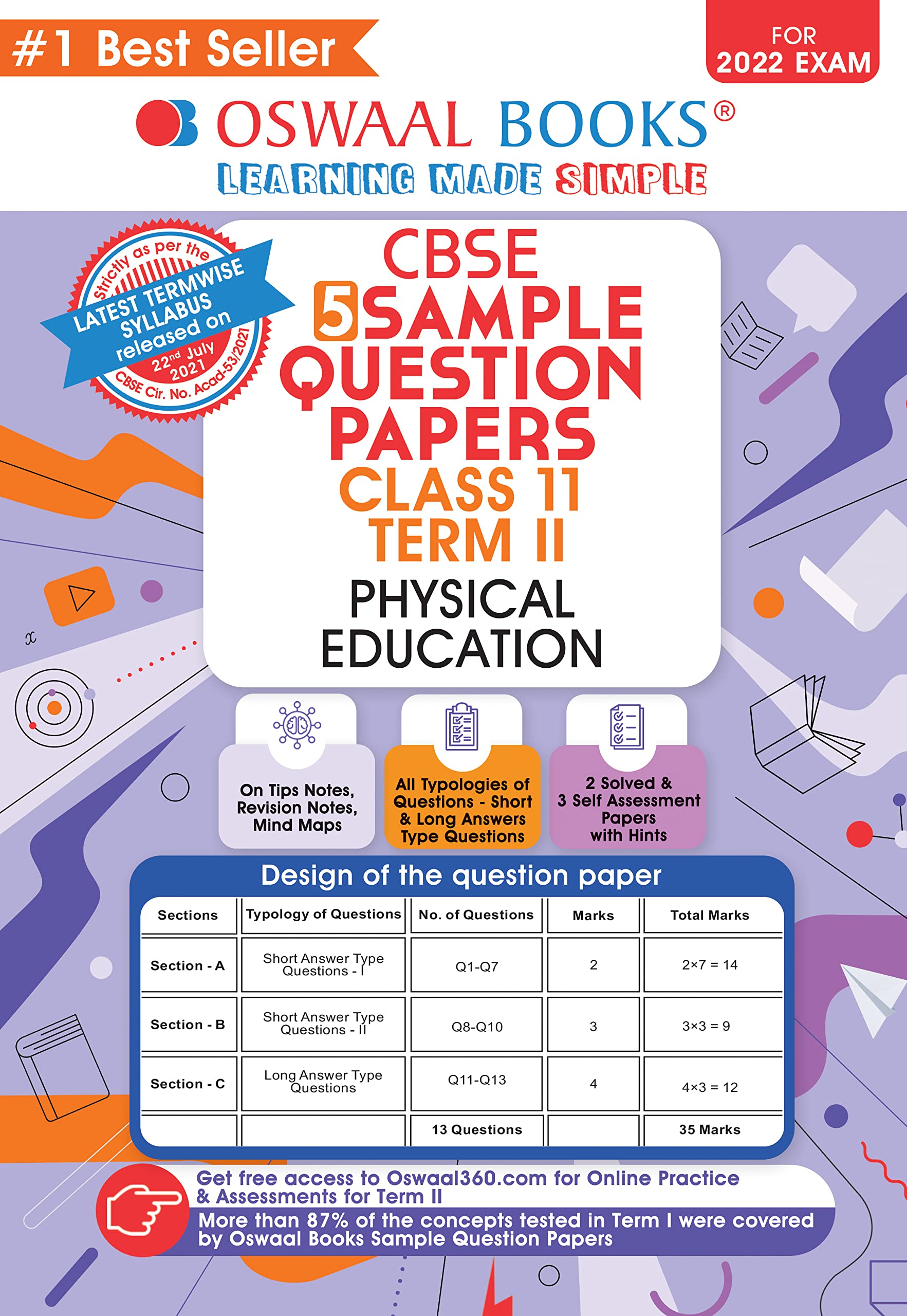 Oswaal CBSE Term 2 Physical Education Class 11, 5 Sample Question Papers Book (For Term-2 2022 Exam)