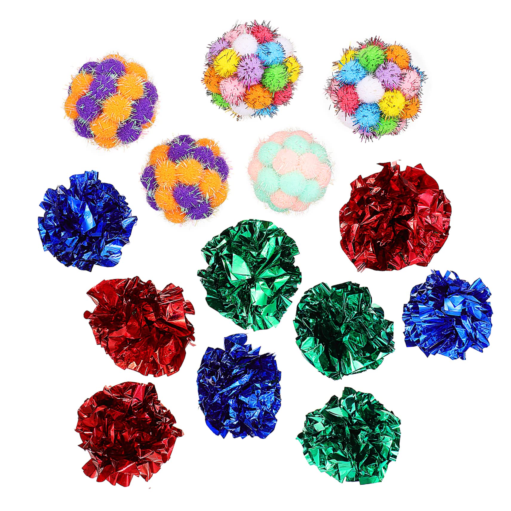 INOOMP 75pièces Boules à Crinkle pour Chats Lot de Jouets Peluche Colorés pour Chats Intérieur Stimule Interaction Et Exercice