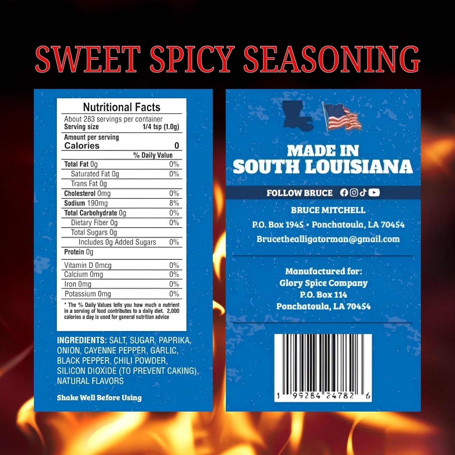 Bruce Mitchell, The Alligator Man, Sweet Cajun Rub & Sweet Spicy Seasoning Multi-Pack - 2 Pack (12.3oz & 10oz) - Perfect for BBQ, Grilling, Roasting, Air Frying, and More – Gluten-Free, No MSG, Zero Calories – Ideal for Vegetables, Seafoods, Chicken, Ribs, Turkey, Ham and All Meats!
