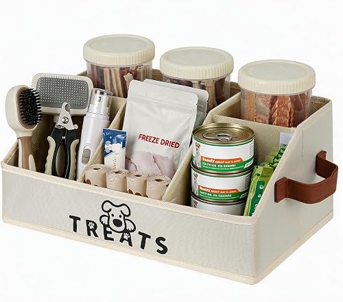 Hbazzor Dog Treat Container with 3 Airtight Jars, Beige Hbazzor Dog Treat Container with 3 Airtight Jars, Beige