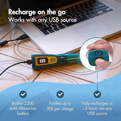 Miniatura 7 de Katadyn Steripen Ultra Portable UV Water Purifier – Rechargeable 2200mAh Battery, Eliminates 99.99% Microorganisms, Fast Water Treatment for Hiking,
