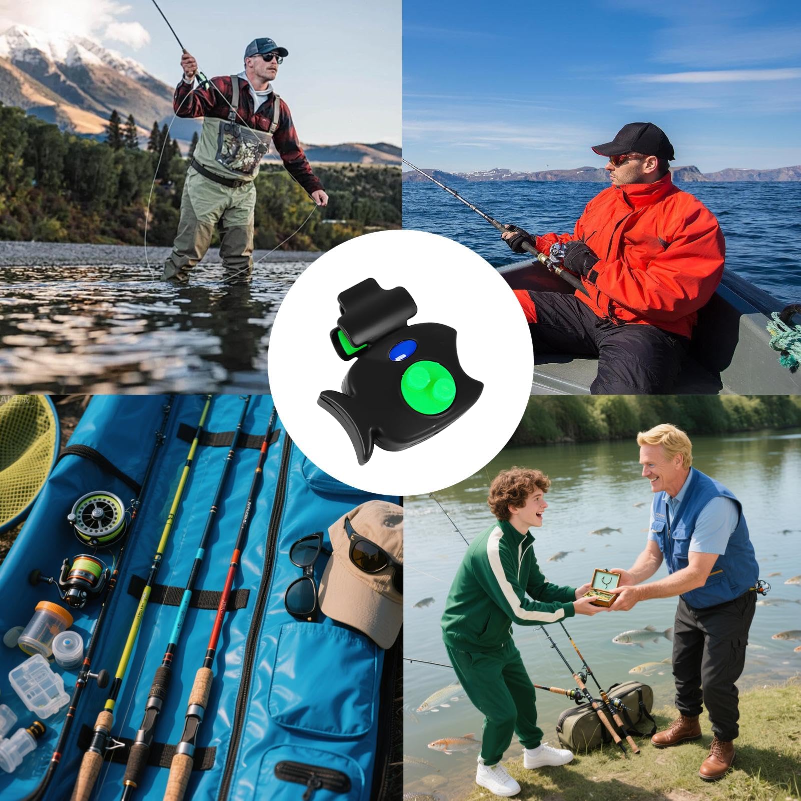 Alarma de Picaduras para Pesca,Equipo Electrónico de Alerta con Sonido y Luz | Inteligente de Aviso con Sonido Alto para Deportes Acuáticos,Adultos Principiantes y Expertos Padre Marido