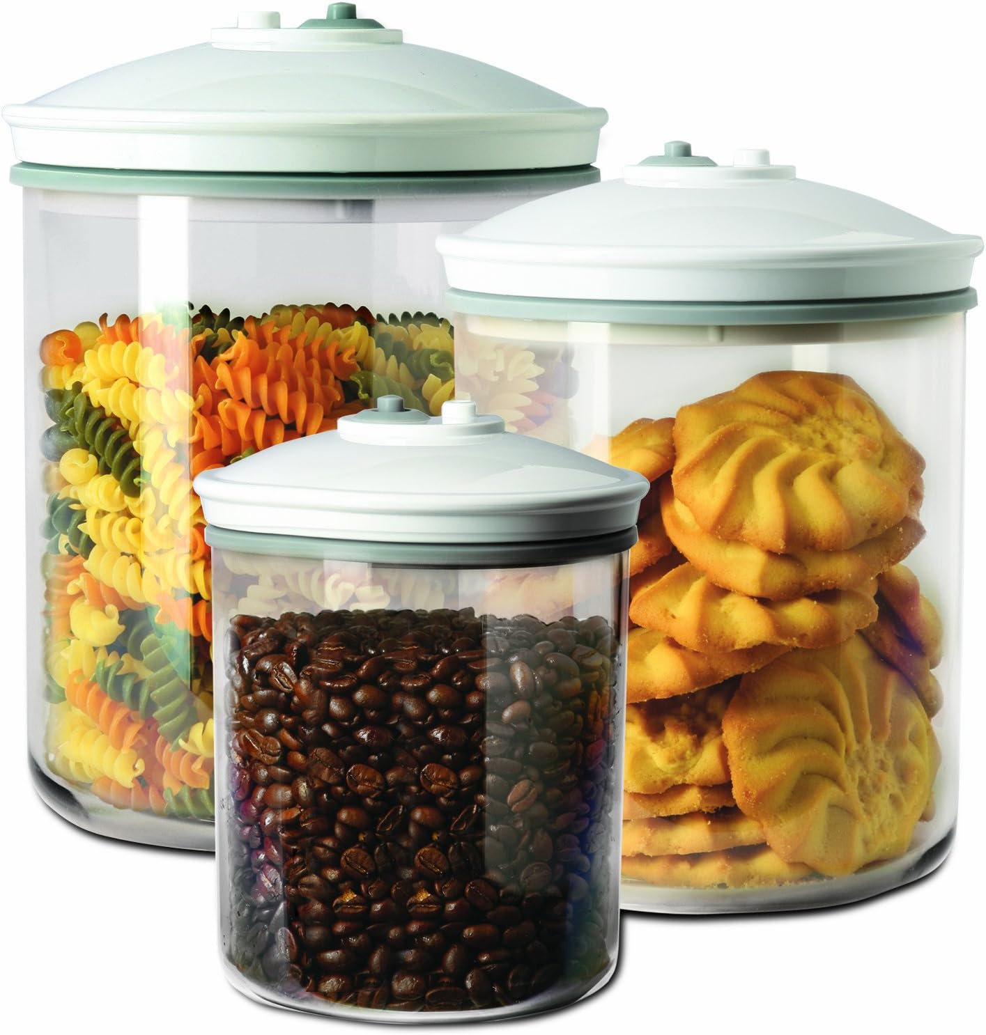Food Saver FSC003-I 3 Piece Round Canister Set 0.7 L, 1.42 L and 2.37 L