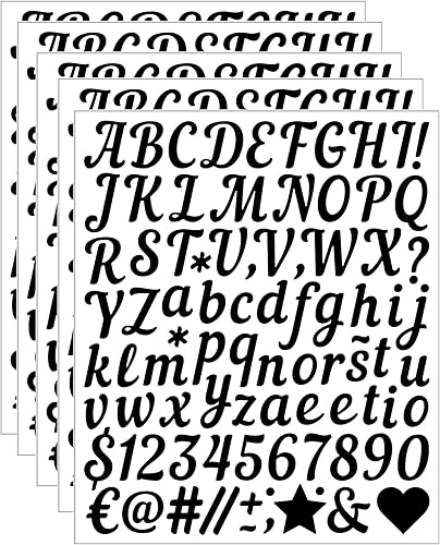 Miniatura 9 de 0.5 pulgadas Calcomanía de letra pequeña, calcomanías de números de alfabeto de vinilo negro autoadhesivas, letras adhesivas de alfabeto ABC