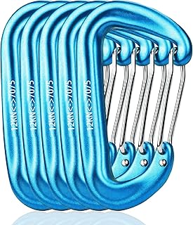 Mosqueton, Mosquetones de Servicio Pesado 7075 Aluminio Ultraligero 22G/Pieza 12KN (1200KG) Elección de 5 Colores Ideal en la Vida Cotidiana y al Aire Libre 5 Piezas