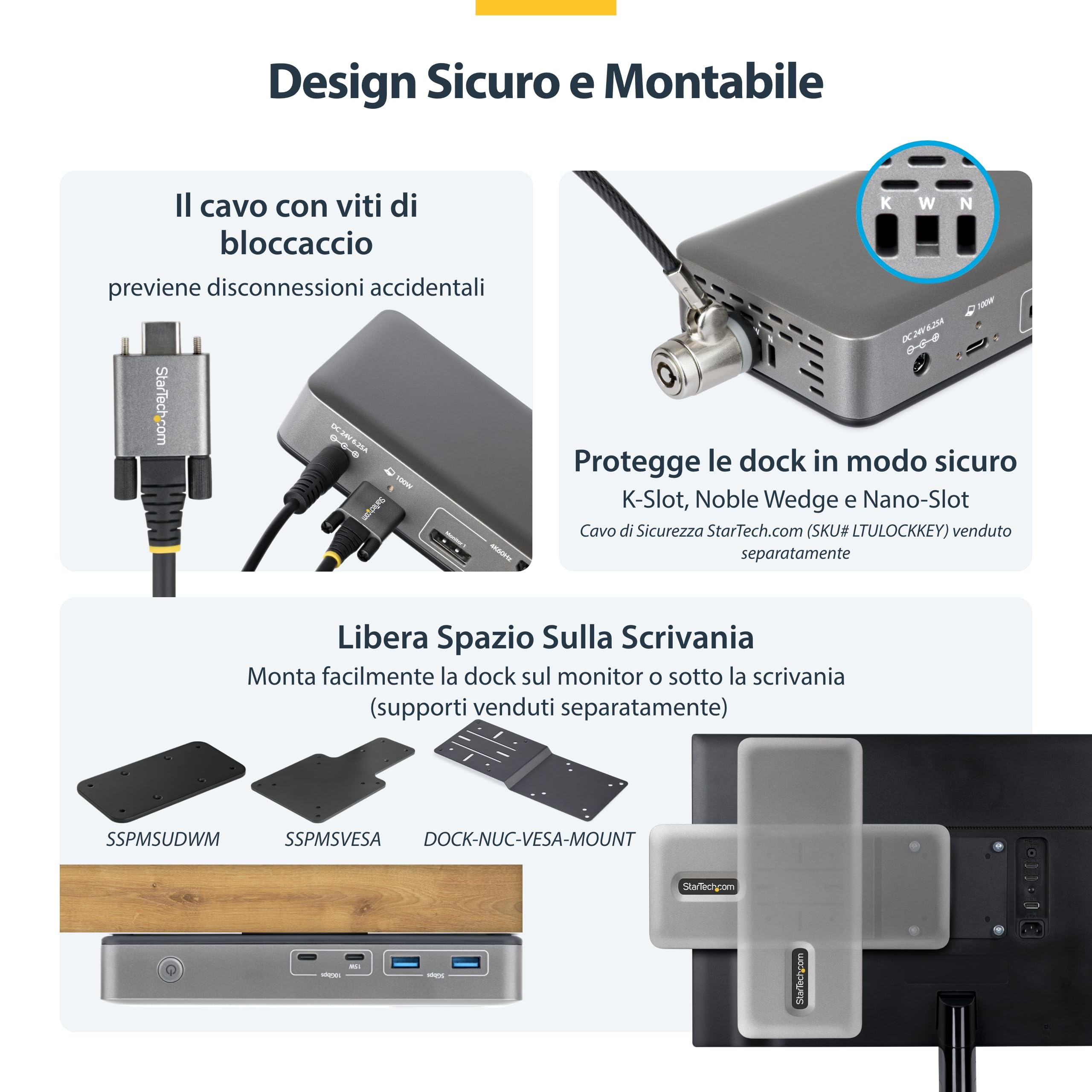 StarTech Dock USB-C Driverless Triplo 4K Windows, DP e HDMI, 100W, 1GbE | Ideale per laptop Windows, Triplo monitor, Power Delivery, Ricarica del notebook