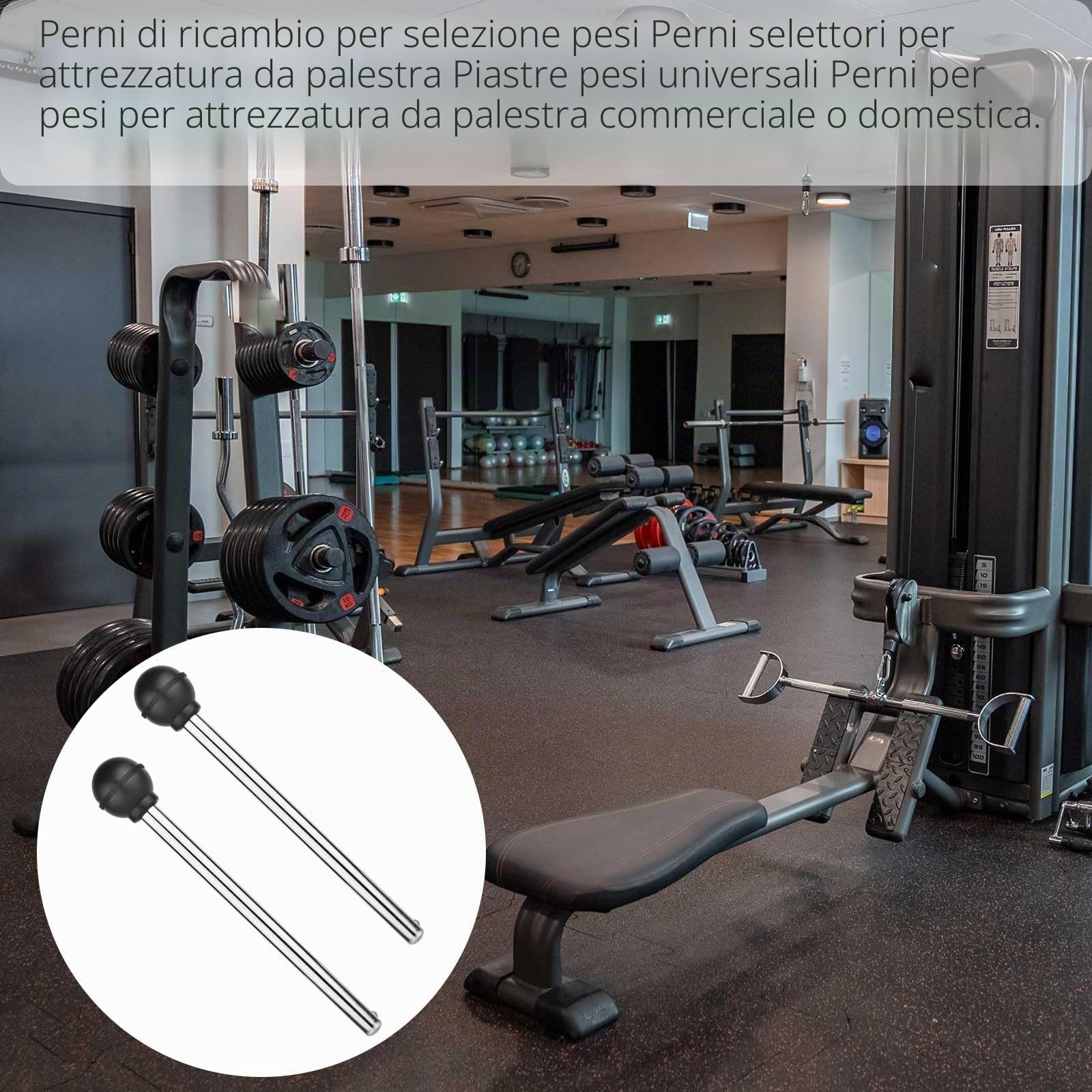 XIHIRCD 2 Pezzi di Perni per Pila di Pesi, Perno Rotondo Resistente alla trazione Diametro 3/8 Pollici Spazio di Bloccaggio 6 Pollici per Parti di Macchine per Esercizi in Palestra Domestica