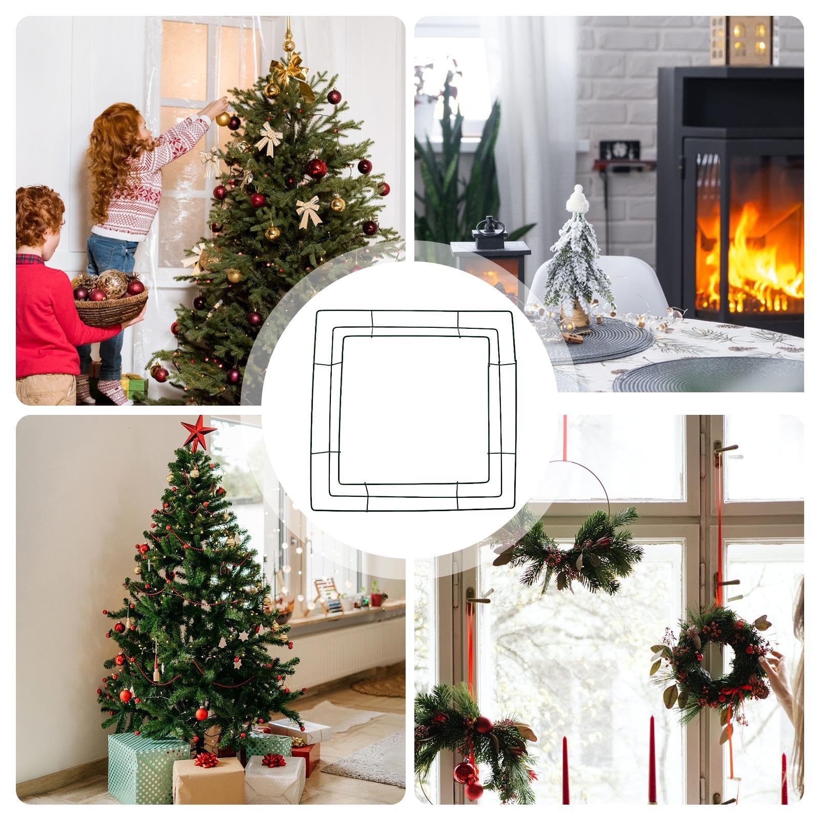 Kranzformen, quadratischer Kranzrahmen, quadratischer Kranzrahmen aus Metall | Zubehör für Weihnachtskranz, Urlaubsdekoration, Kränzherstellungsset für Familienfeiern