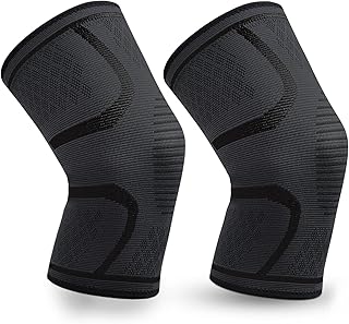 Knee Brace 2 Pack Knee Compression Sleeve Support for Men & Women Weightlifting, Gym, Workout, Hiking, Sports (Medium)