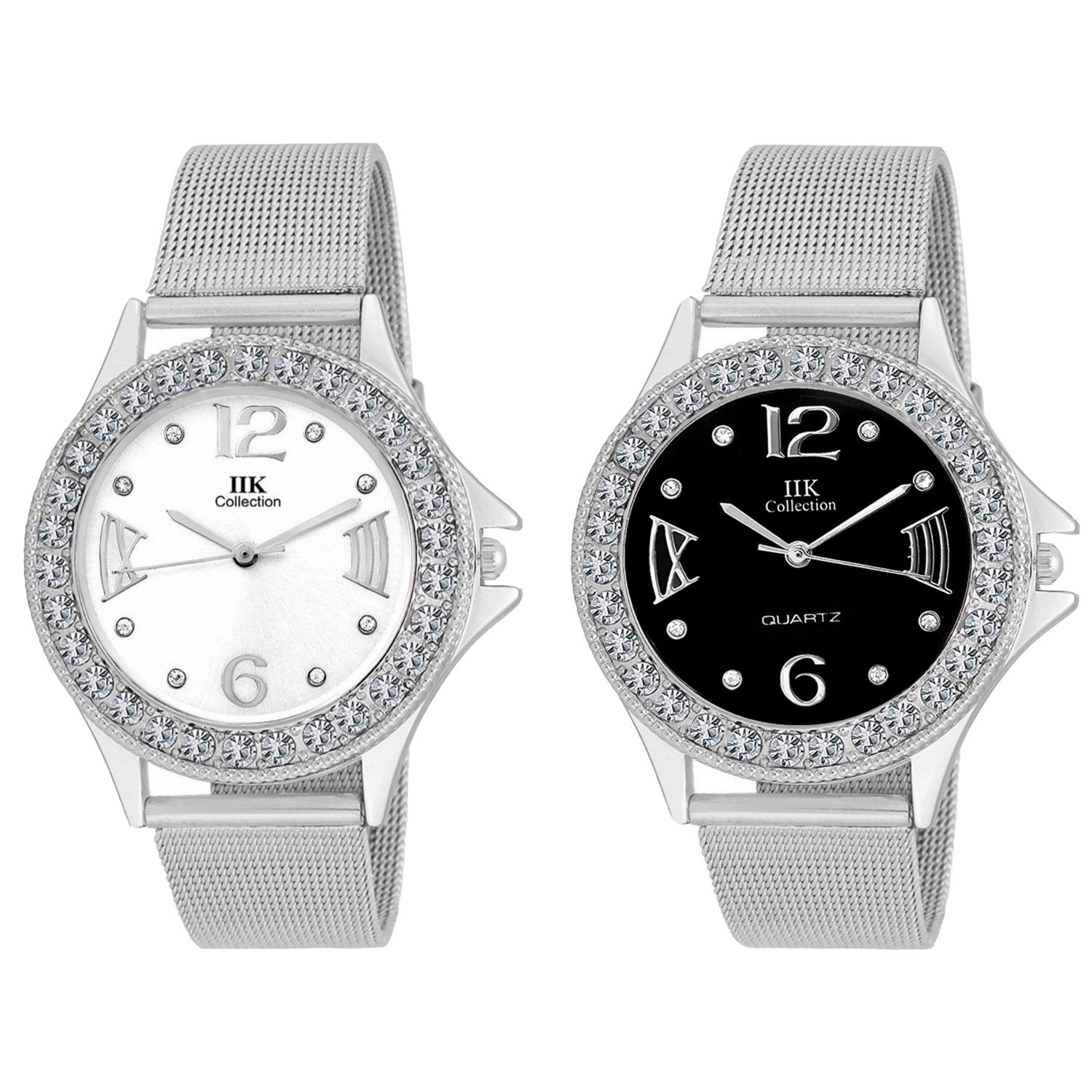 IIK COLLECTION Set of 2 Analog White Dial & Black Dial Crystal Studded Wrist Watch Combo for Women & Girls (IIK-1116W-1117W) (B07B52GKPY) Amazon Price History, Amazon Price Tracker