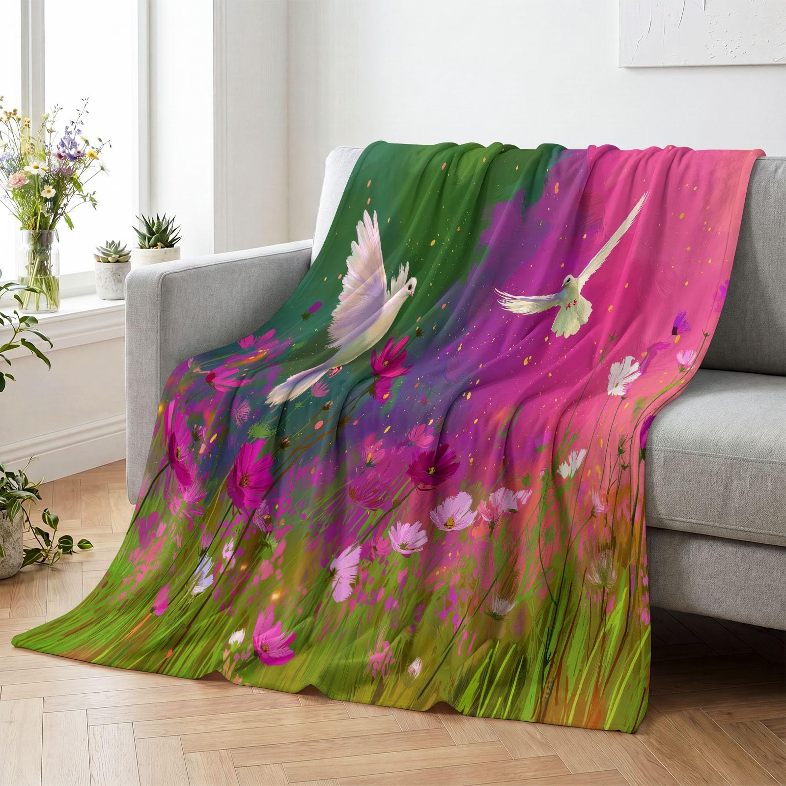 Générique Kosmos Kwiatowy Koc Miękki Ciepły Koc 150 x 200 cm