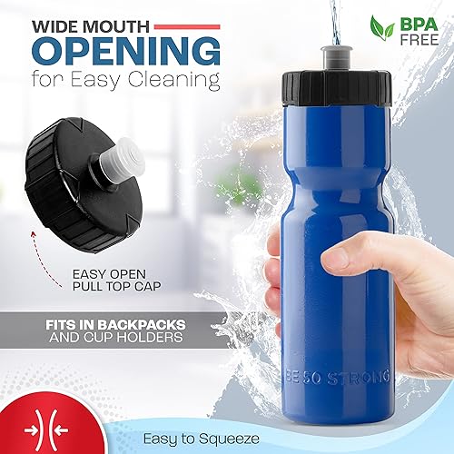 Miniatura 2 de Botellas de agua deportivas 50 Strong – Botellas de plástico reutilizables de 22 oz libres de BPA con tapa de tracción – Fabricadas en EE. UU.
