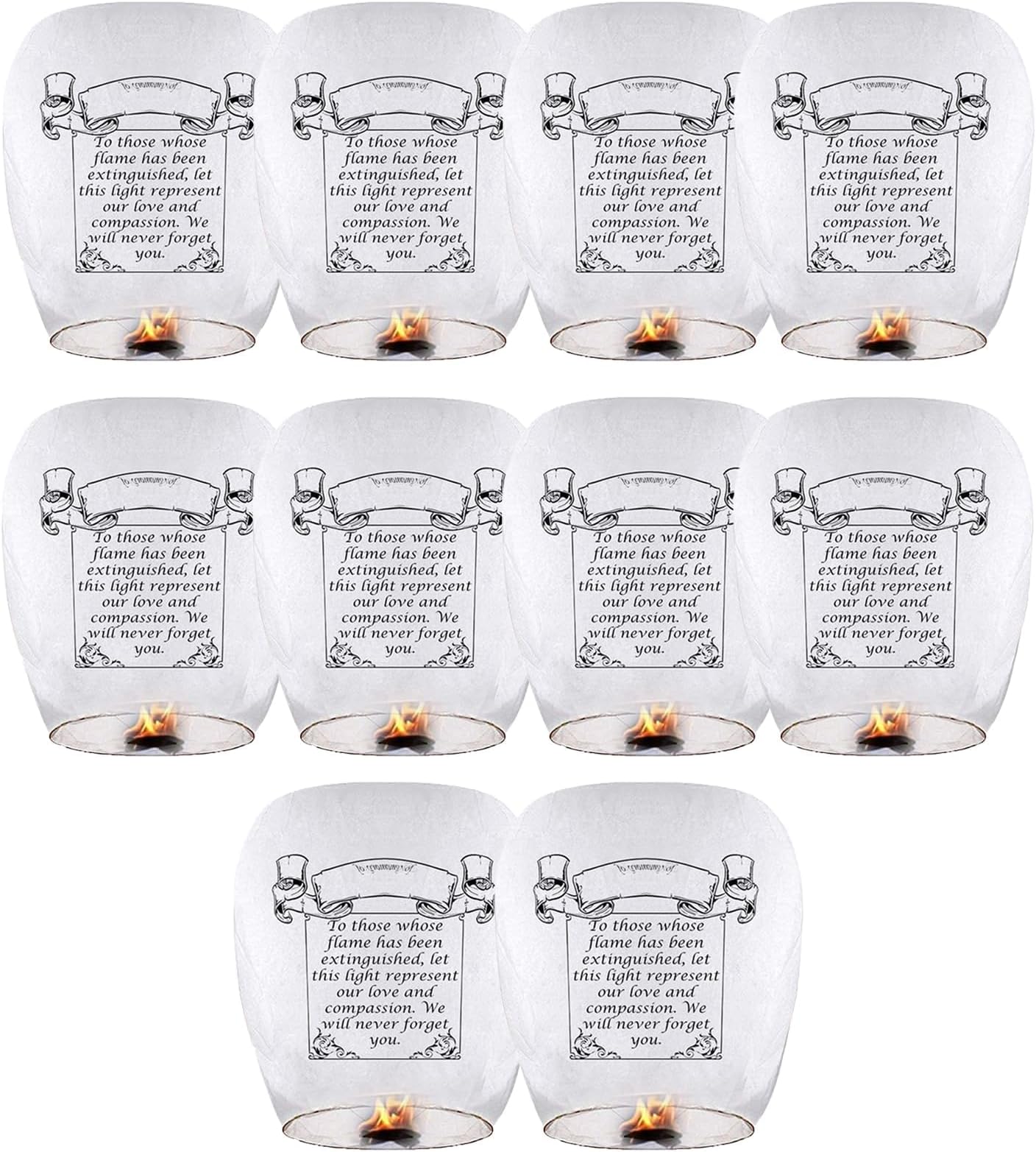 Sky Chinese Lanterns 10 Pack Sky Lanterns to Release in Memory, Love White Color Large Memorial Paper Lanterns Birthday Wedding Funeral Christmas to Make Wishes (White)
