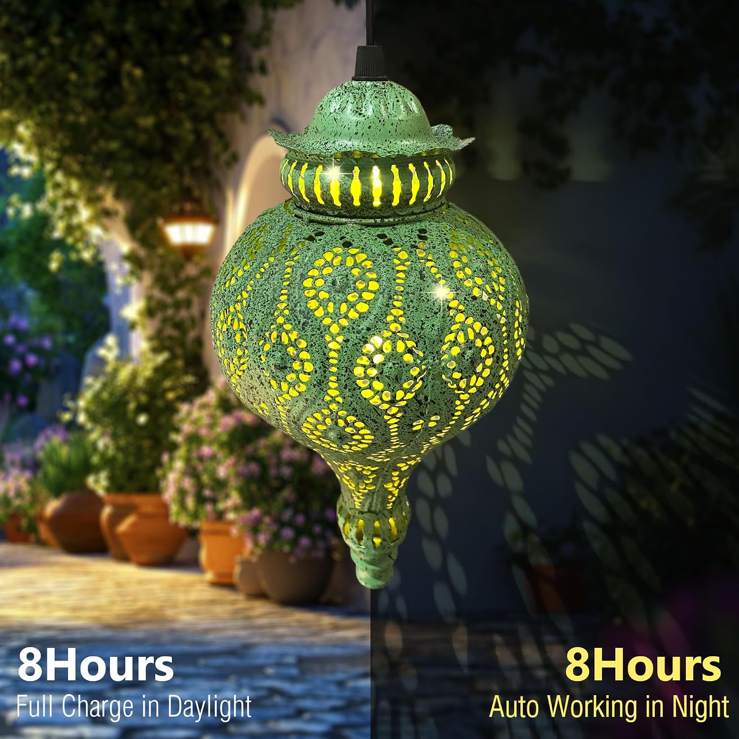 Moroccan Solar Lanterns Outdoor Waterproof Hanging Garden Decor image 5