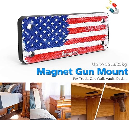 Miniatura 5 de Soporte magnético para pistola, clasificación de 55 libras, funda magnética para pistola  Soporte de pistola recubierto de goma para pistola,