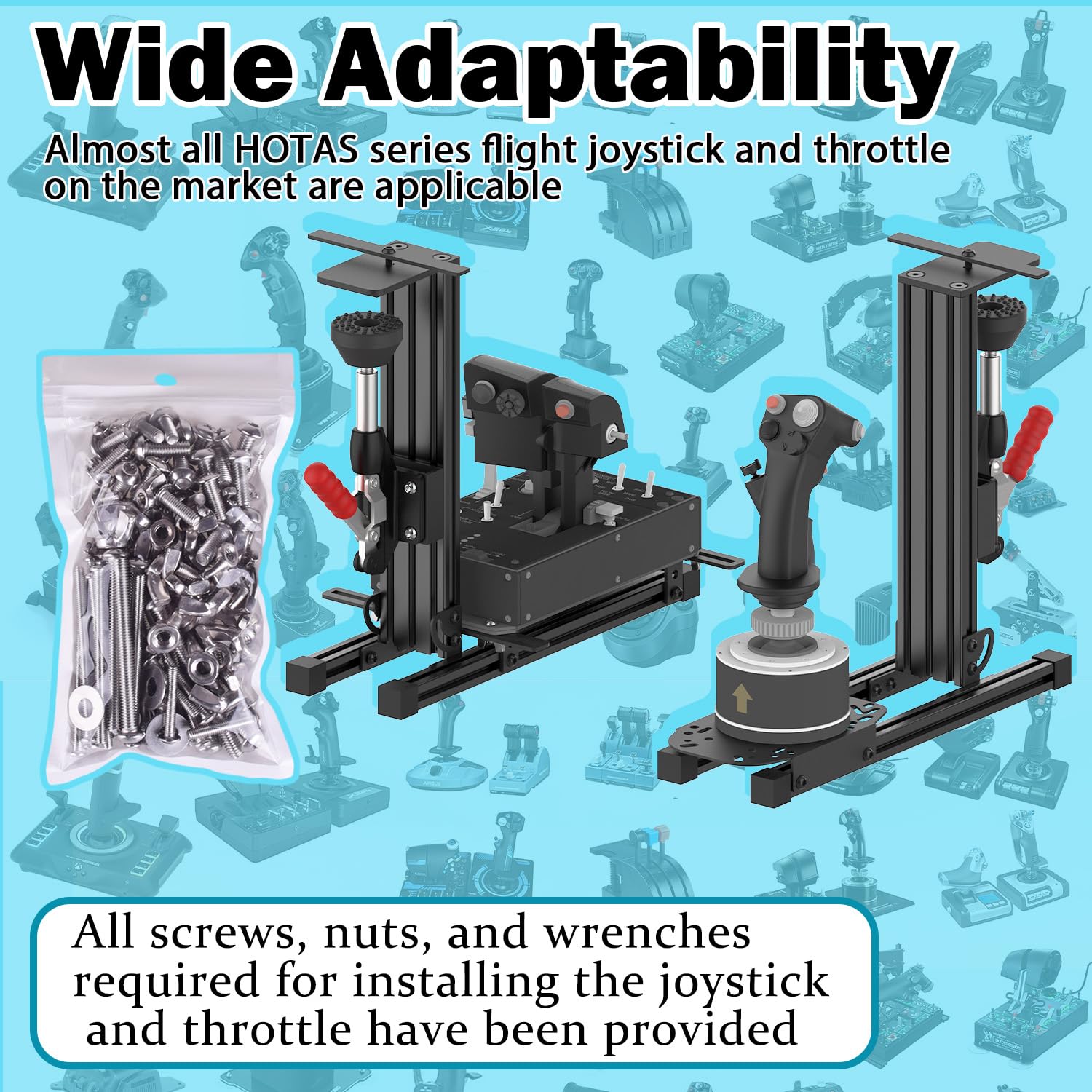 wuutyty 2-Pack Flight Simulator Desk Mount, Adjustable Stand for HOTAS Joystick and Throttle, Compatible with Logitech X52/X56, Thrustmaster T.16000M/T.Flight, WINWING ORION