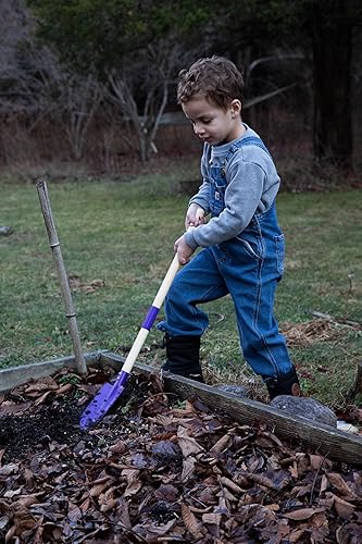 Miniatura 25 de JustForKids - Juego de herramientas de jardín para niños, rastrillo, pala, azada y rastrillo de hojas, tamaño reducido, hecho de cabezas de acero
