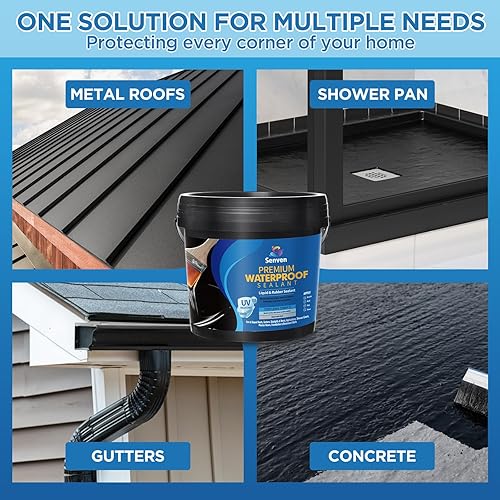 Miniatura 3 de Sellador impermeable negro, revestimiento impermeable de 35 onzas, revestimiento de reparación de fugas para planos, metal, techos, cimientos