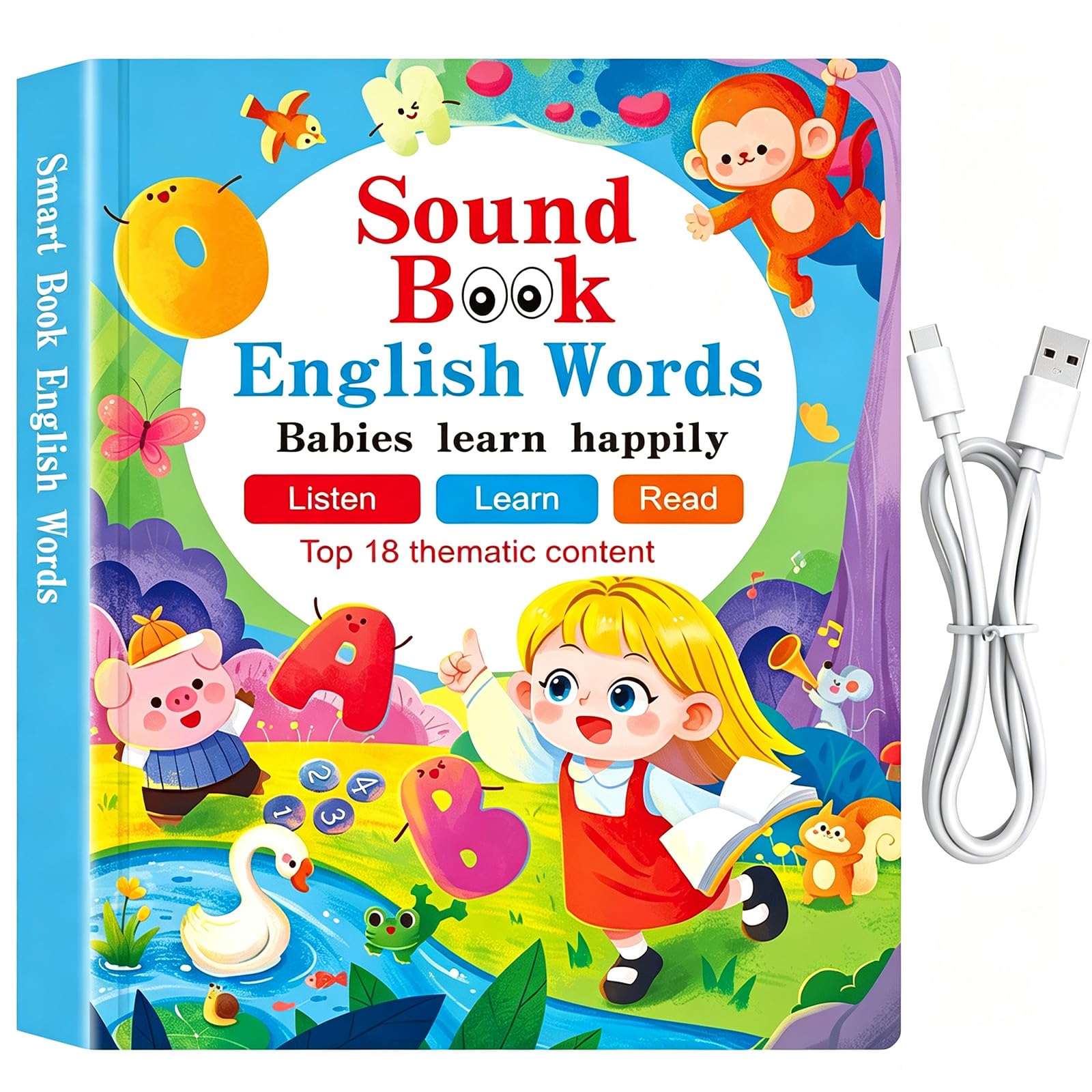 Interactive Talking Book Leveled Reading Sound Book Rechargeable Learning (D)