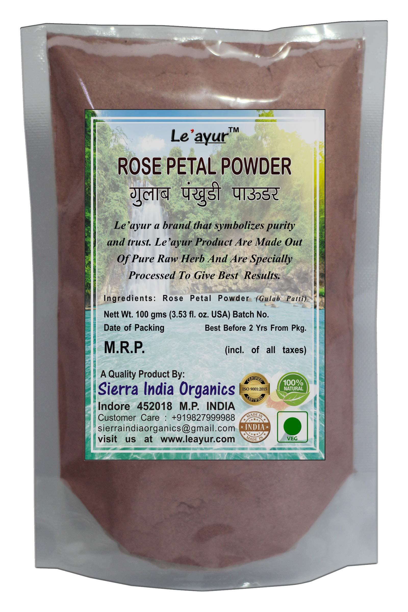Le'ayur Rose Petals (Gulab Pankhudi) Powder, 100 Gms