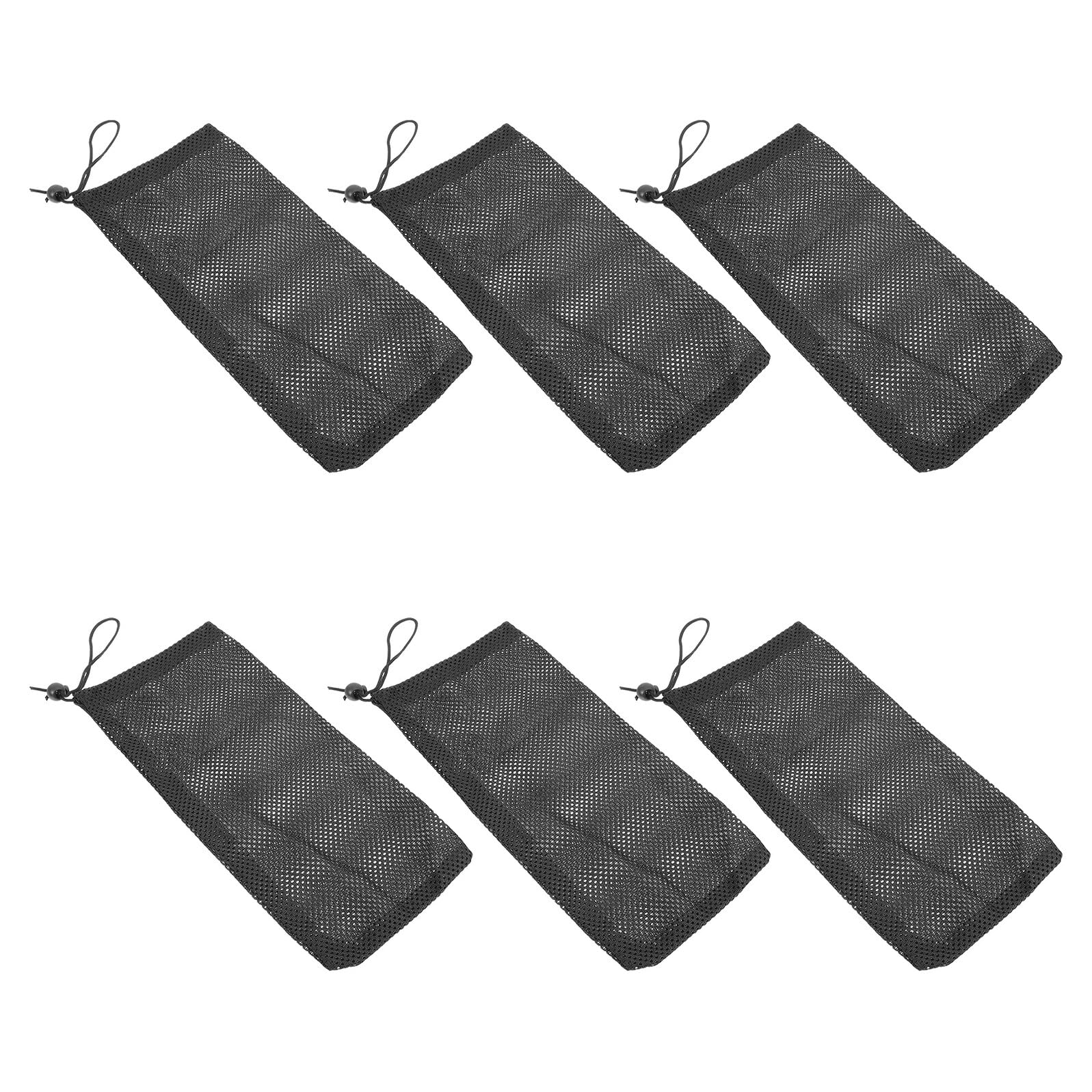 BESTonZON 6pcs Aquarium Mesh Filter Bags with Pull String Black Polyester Filter Material Pouch 14x32cm for Fish Tank
