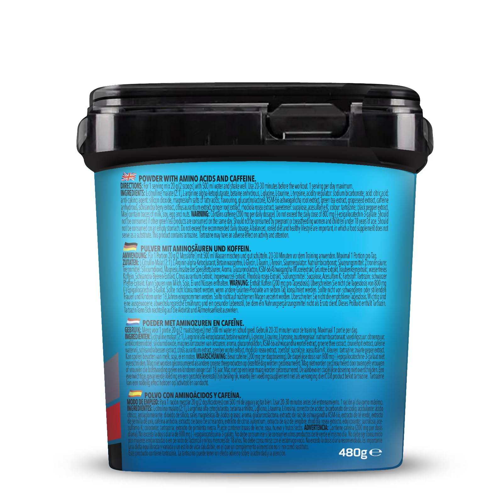Bodylab24 Bodybuilder Pre Workout Ananas 480g, mit verschiedenen Aminosäuren (Citrullin, Arginin, Glycin, Tyrosin, Taurin), Koffein und verschiedene Pflanzenextrakte, fruchtig im Geschmack