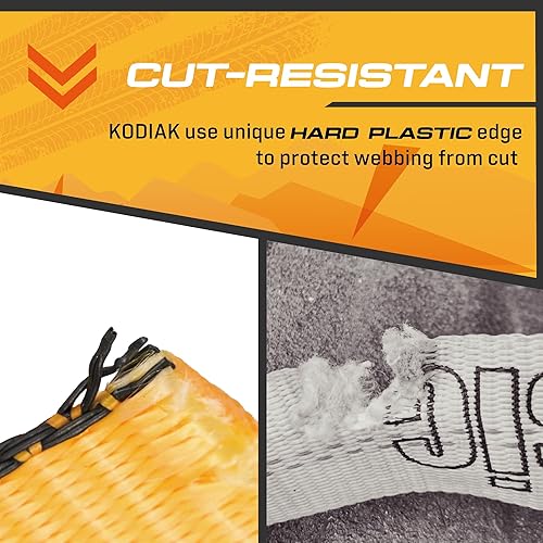 Miniatura 8 de KODIAK STRAPS Kit de correas ajustables para neumáticos de vehículos: 4 correas de neumáticos resistentes con ganchos de presión de 10,000 libras.