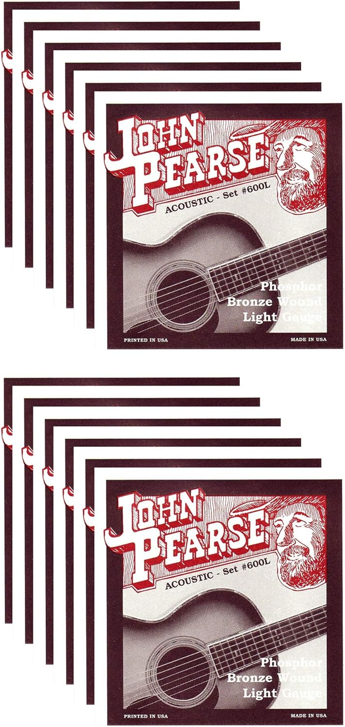 John Pearse Acoustic Strings Phosphor Bronze Light 12-53 (12 Pack Bundle)