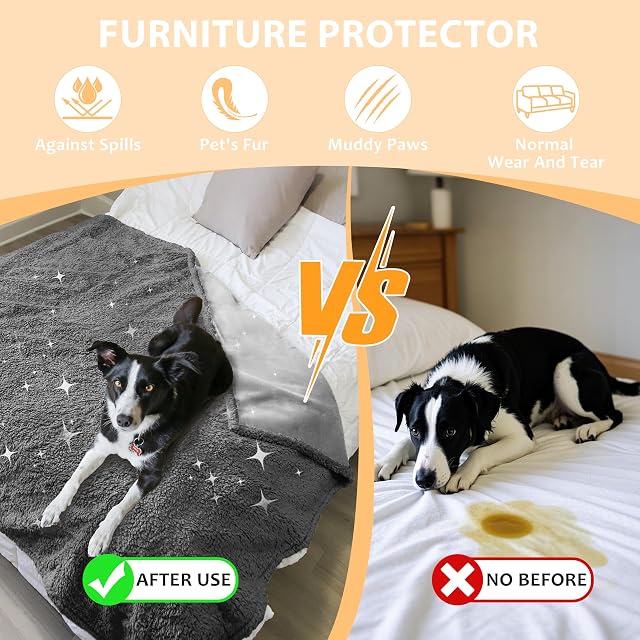 Foto 5 de 7 de Pawsee Manta impermeable para perros y gatos, lavable, manta impermeable para viajes, sofá de perros