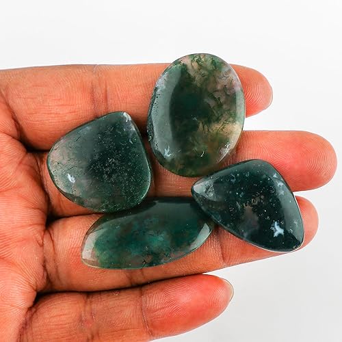 Miniatura 4 de Natural Moss Agate Gemstones Wholesale Cabochons Lot, Jewelry Making Loose Gemstone, Polished Gems, DIY, Wire Wrapping, Reiki, Healing Bulk Gemstone