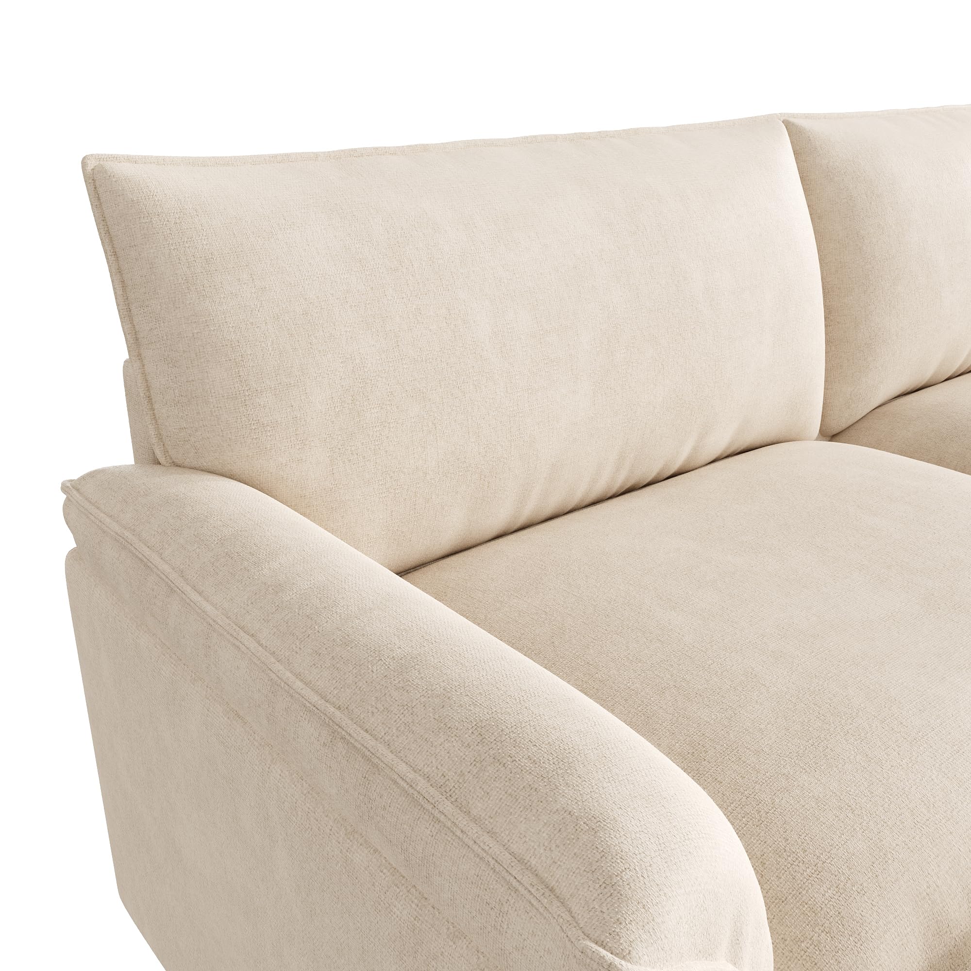 Merax Ecksofa L-Form 2-Sitzer Cloud Sofa mit Stauraum, Modulare Couch mit Flexibler Ottomane, Kleines Schlafsofa Polstersofa mit hoher Rückenlehne für Wohnzimmer, 216cm, Beige