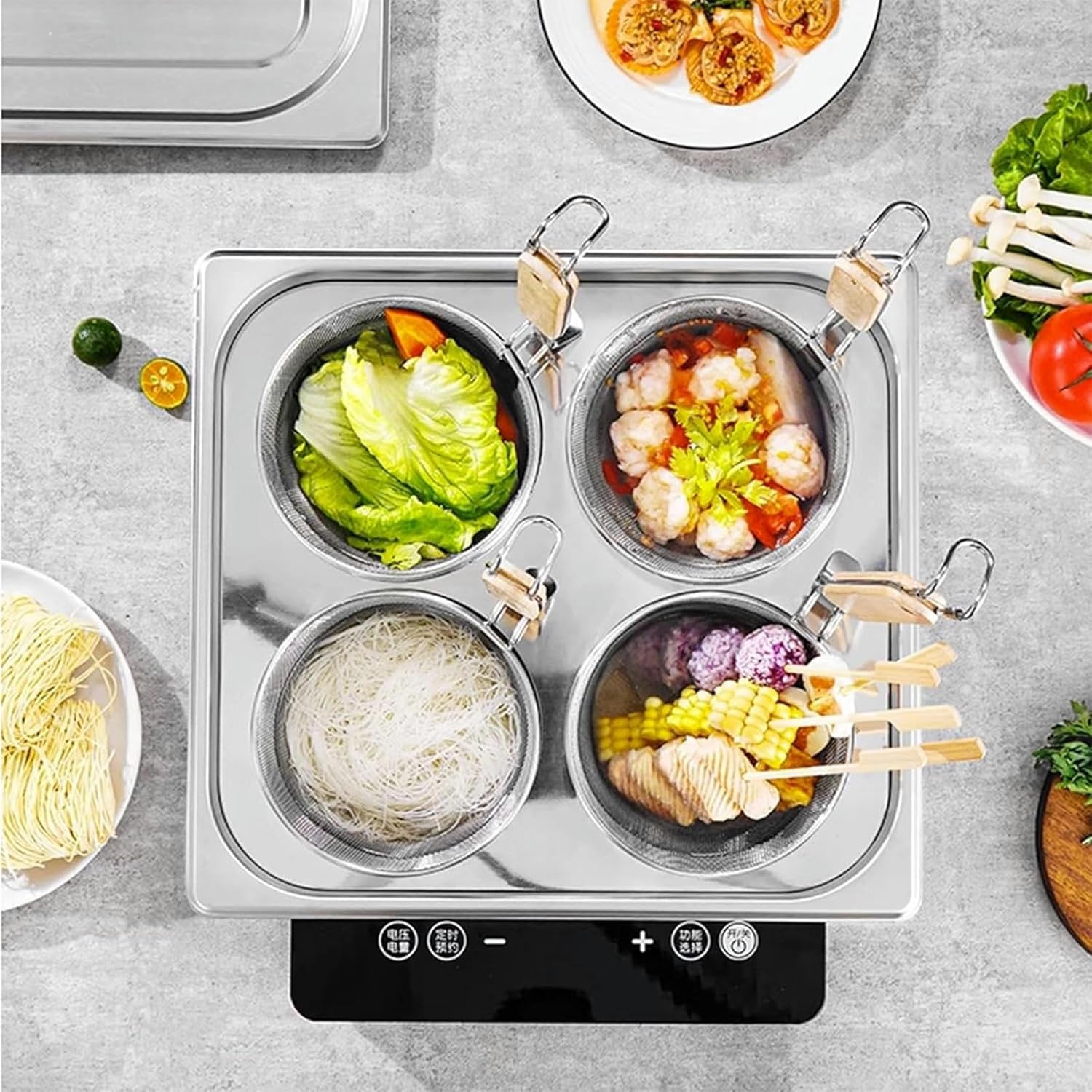 XENITE 2/4/6 Holes Multifunection Stainless Steel Pasta Cooker, Commercial Square Stockpot with Strainer Insert Pasta Steamer for Home Restaurant Kitchen Cookware (Color : Silver, Size : 2 Holes)