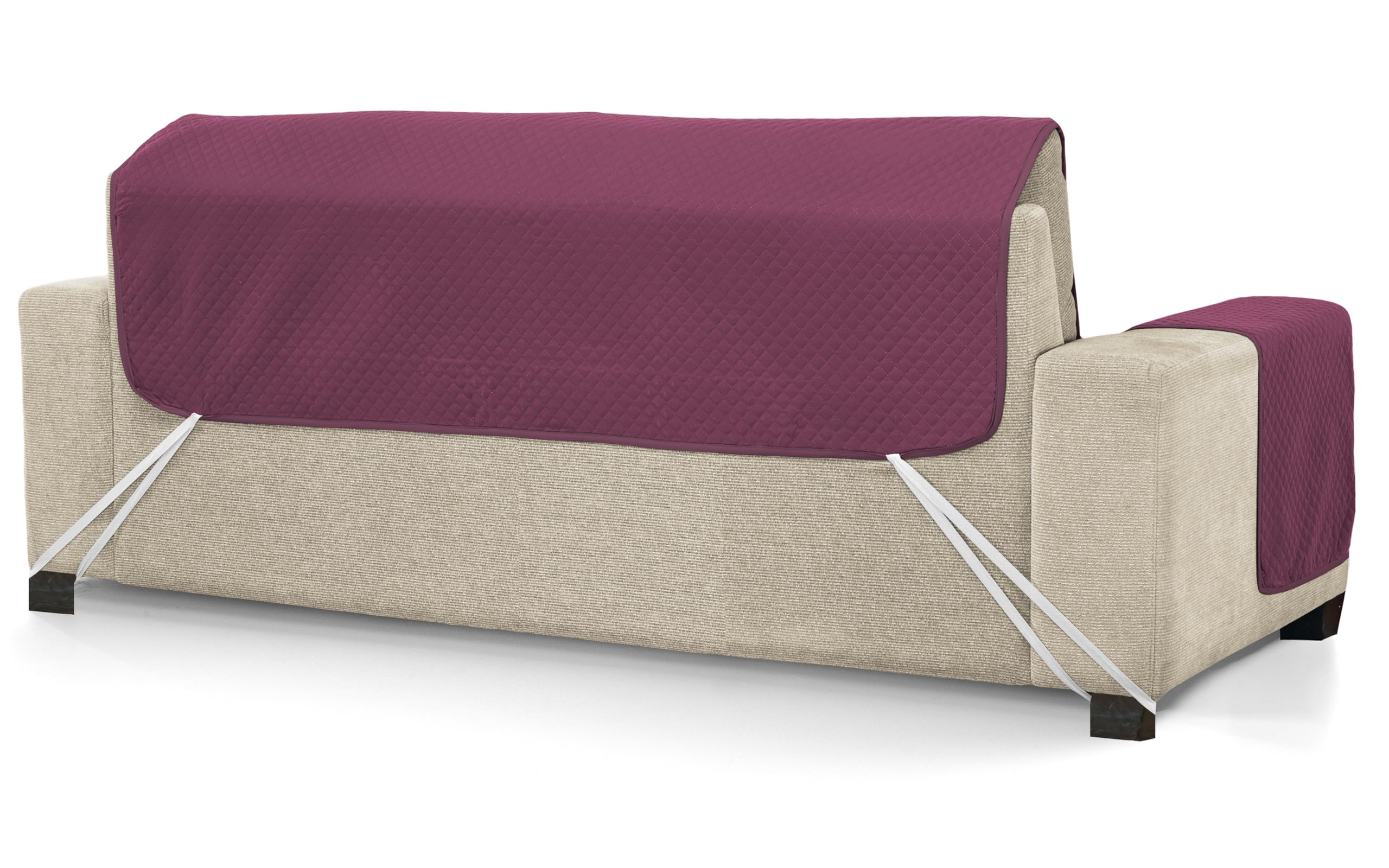 Martina Home Cubre Sofa Acolchado, Berenjena/Salmón, 4 Plazas (Diamond)