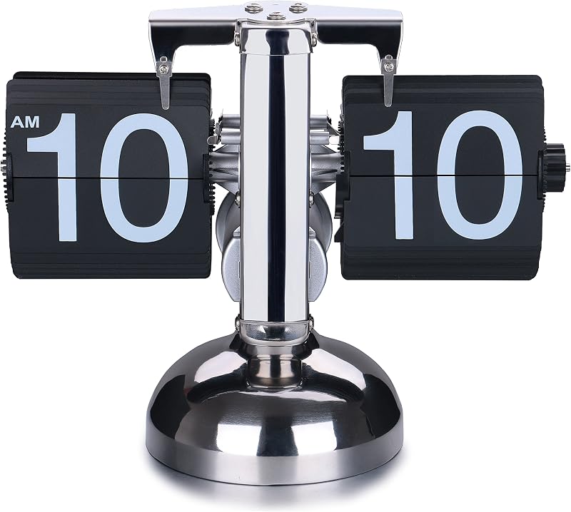WoneNice Desk Clock, Retro Digital Flip Down Clock, Black