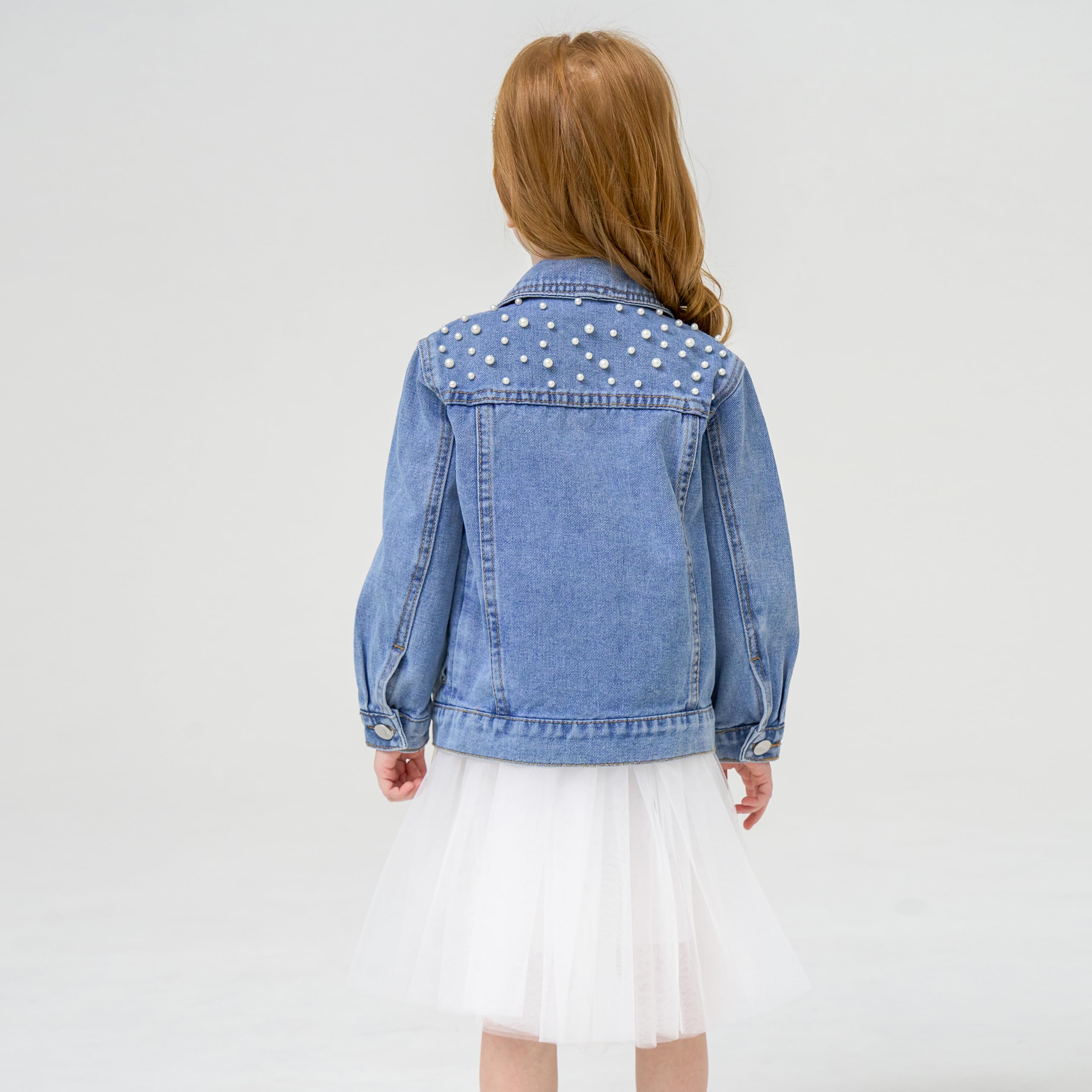 Miipat Veste en Jean Fille Paillettes Patchs Boutons Denim Blousons avec Poche Manches Longues Enfant Manteau en Jean Fille Vetement pour Enfants