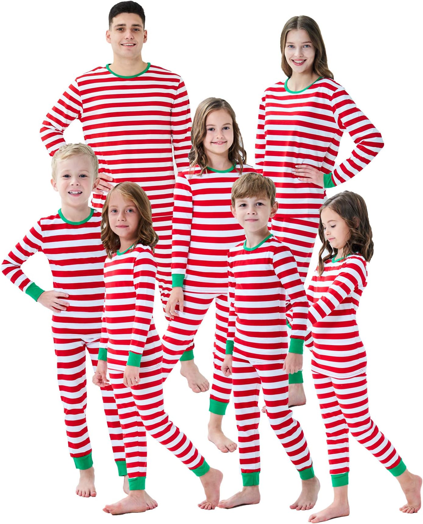 Demifill Family Matching Christmas Boys Girls Pajamas Stripe Womens Pjs Sleepwear Size L Red/White