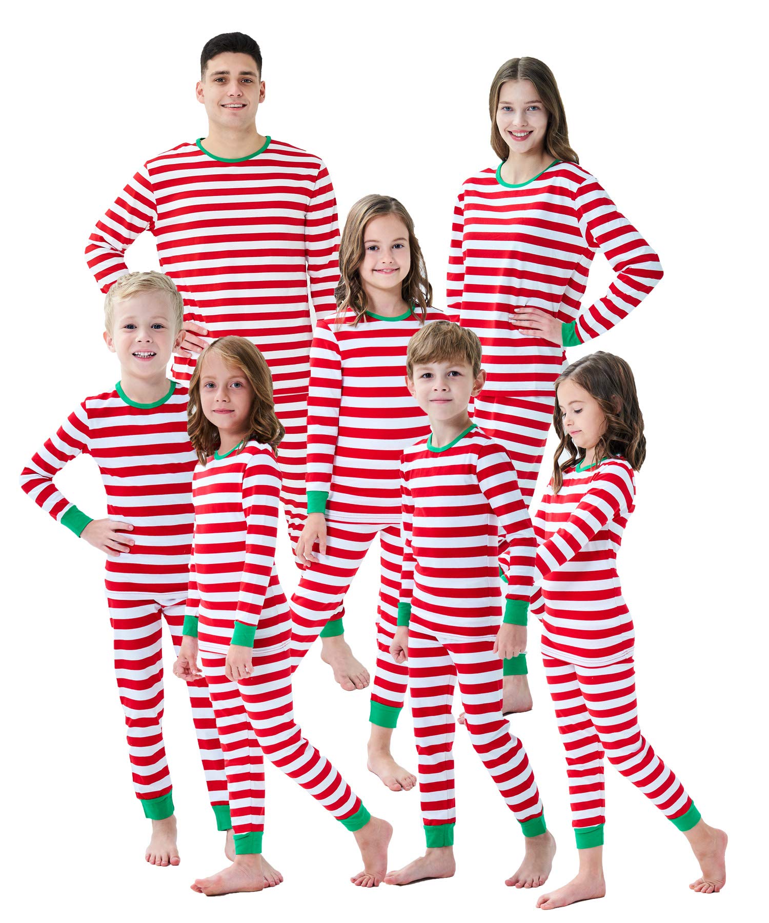 Demifill Family Matching Christmas Boys Girls Pajamas Stripe Womens Pjs Sleepwear Size L Red/White