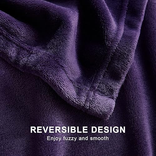Miniatura 8 de Hansleep Manta de forro polar de tamaño individual, color morado, suave y acogedora manta de franela ligera para cama, sofá, viajes, campamento,