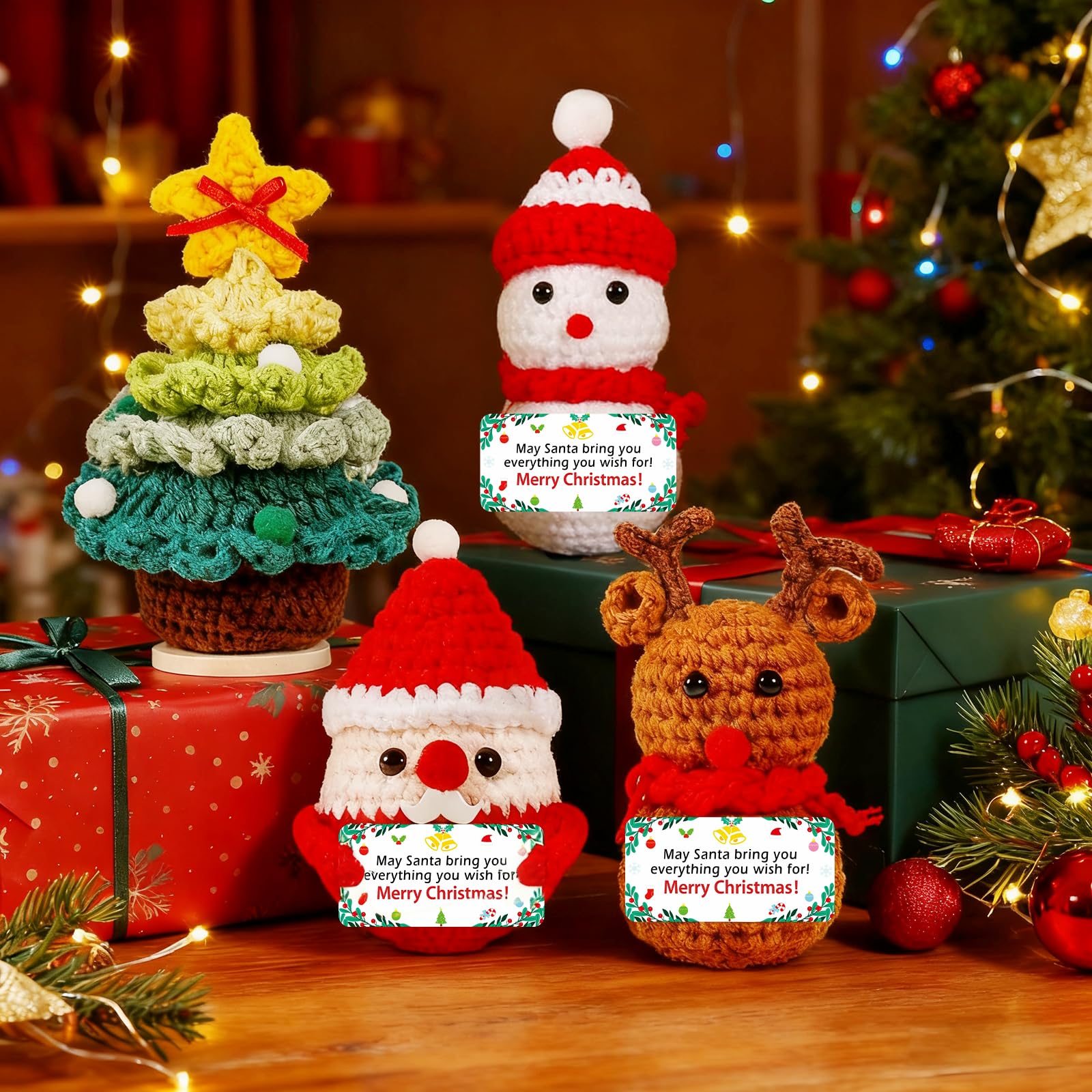 Christmas Xmas Gifts For Women Men Crochet Xmas Tree Reindeer Santa Snowman Table Decorations Christmas Eve Box Stocking Stuffers Party Bag Fillers Presents For Mum Teacher Him Her Teen Girls Gifts