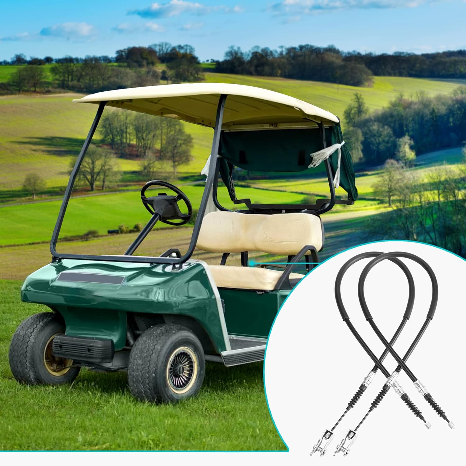 Golf Cart Brake Cable Sets for Club Car DS 2000-up, 42in Golf Cart Brake Cable Kits OEM# 102022101