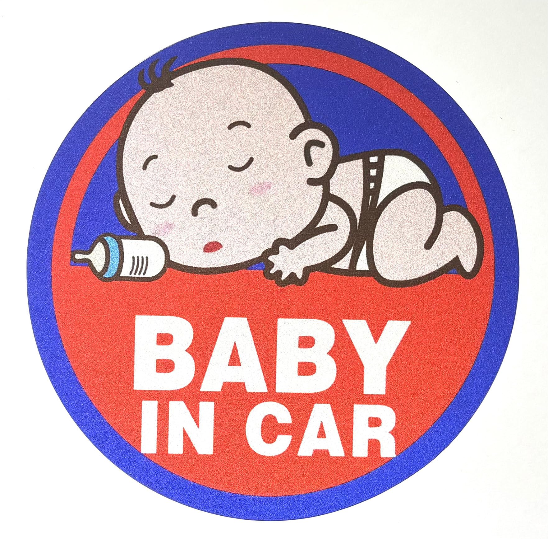 BABY IN CARマーク 可愛い赤ちゃんが乗っています 安全運転 シンプル 高耐候性 耐水 強磁力マグネットステッカー 反射タイプ 13×13CM