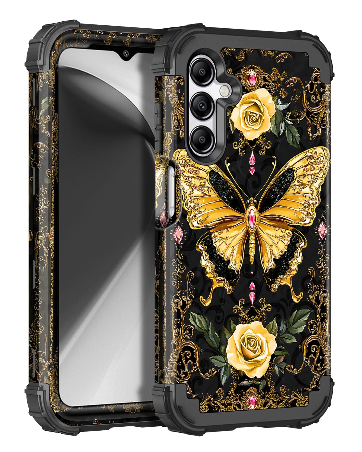 Miqala for Galaxy A15 5G Case,Glow in The Dark Three Layer Heavy Duty Shockproof Full Protection Hard Plastic Bumper+Soft Silicone Protective Case for