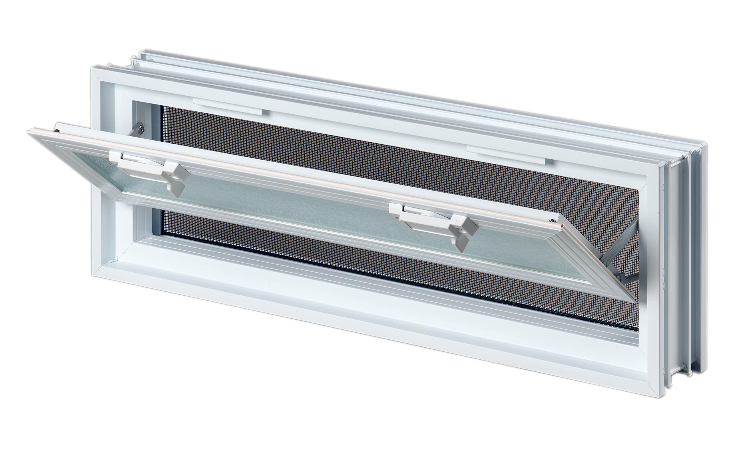 Ventana de ventilación para insertar en una pared de vitroladrillos o mampostería | Dimensiones 57,9 x 19 x 8 cm | Unidad de venta 1 ventana