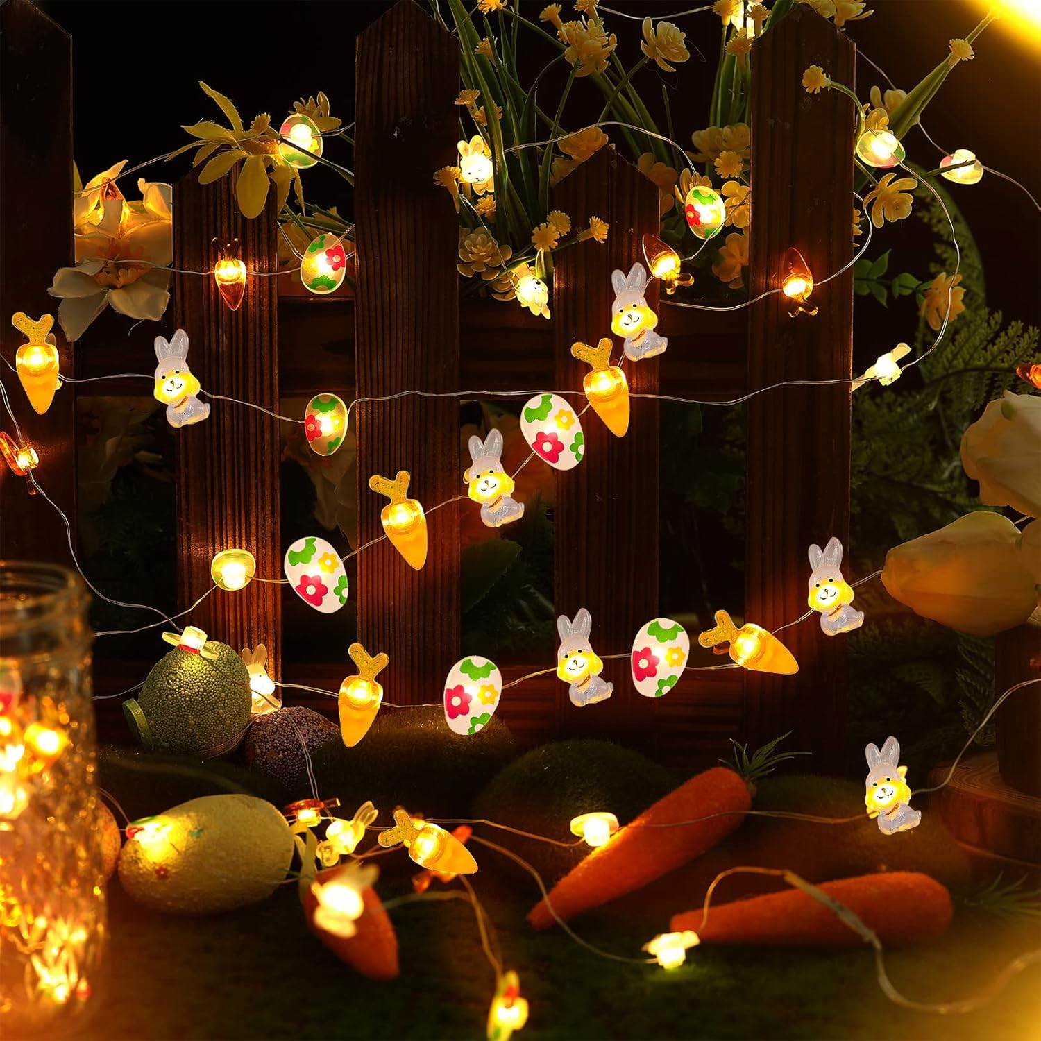 2 Pcs 21 ft 60 LED Easter Lights String Spring Waterproof