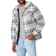 Wrangler Authentics Men's Long Sleeve Quilted Lined Flannel Shirt Jacket with Hood