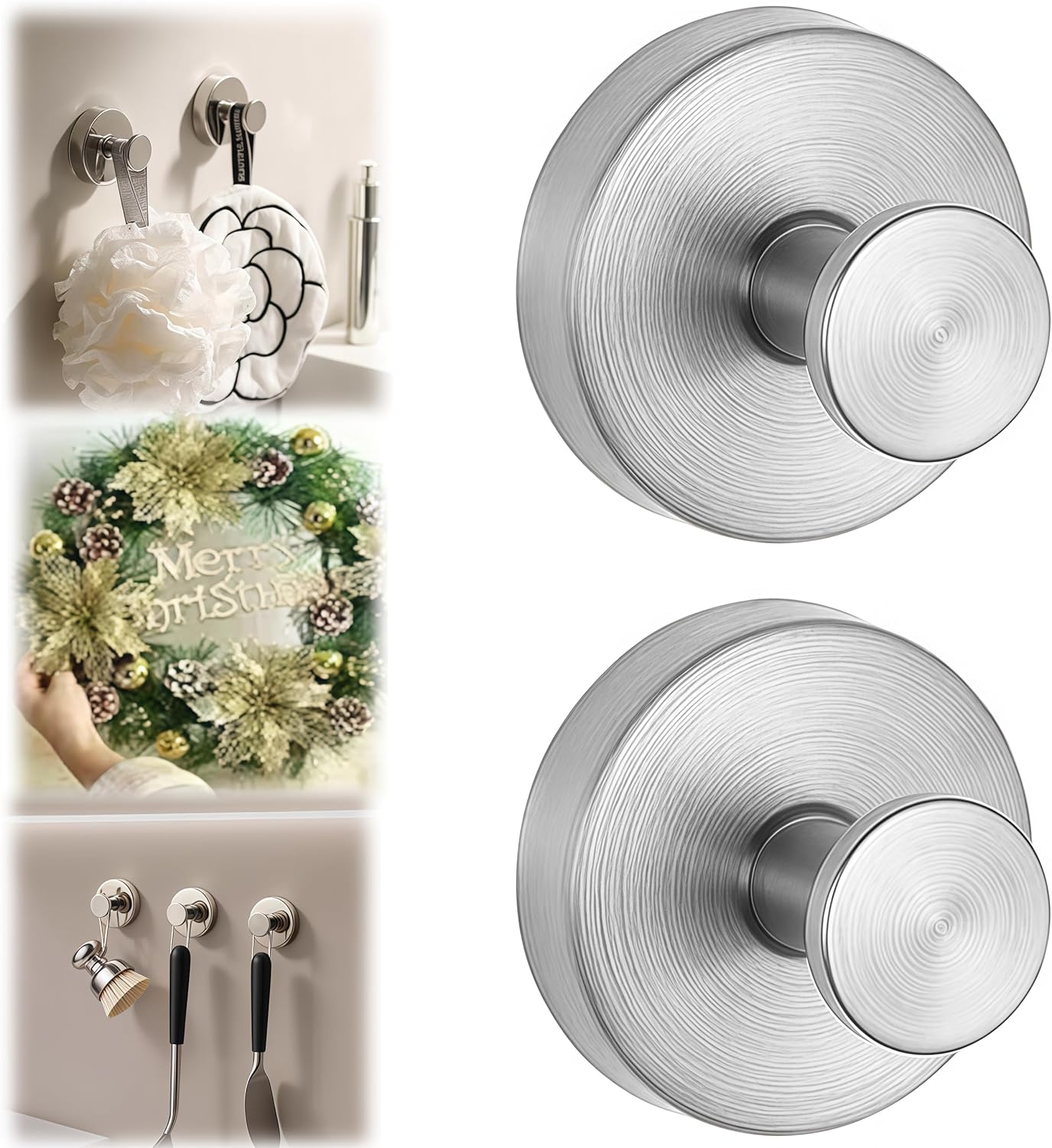 Ganchos de ventosa para coronas en vidrio, ganchos de ventosa para ducha interior, ganchos de corona para puertas delanteras, ganchos de metal para