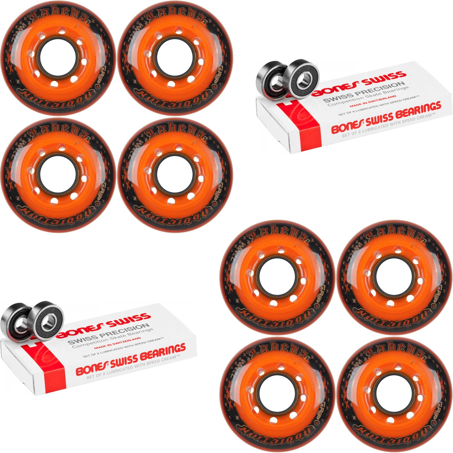 Amazon | Labeda Addiction Wheels Addiction XXX グリップ+ 72mm ローラーホッケー 8セット  ボーンスイス | Labeda | ウィール