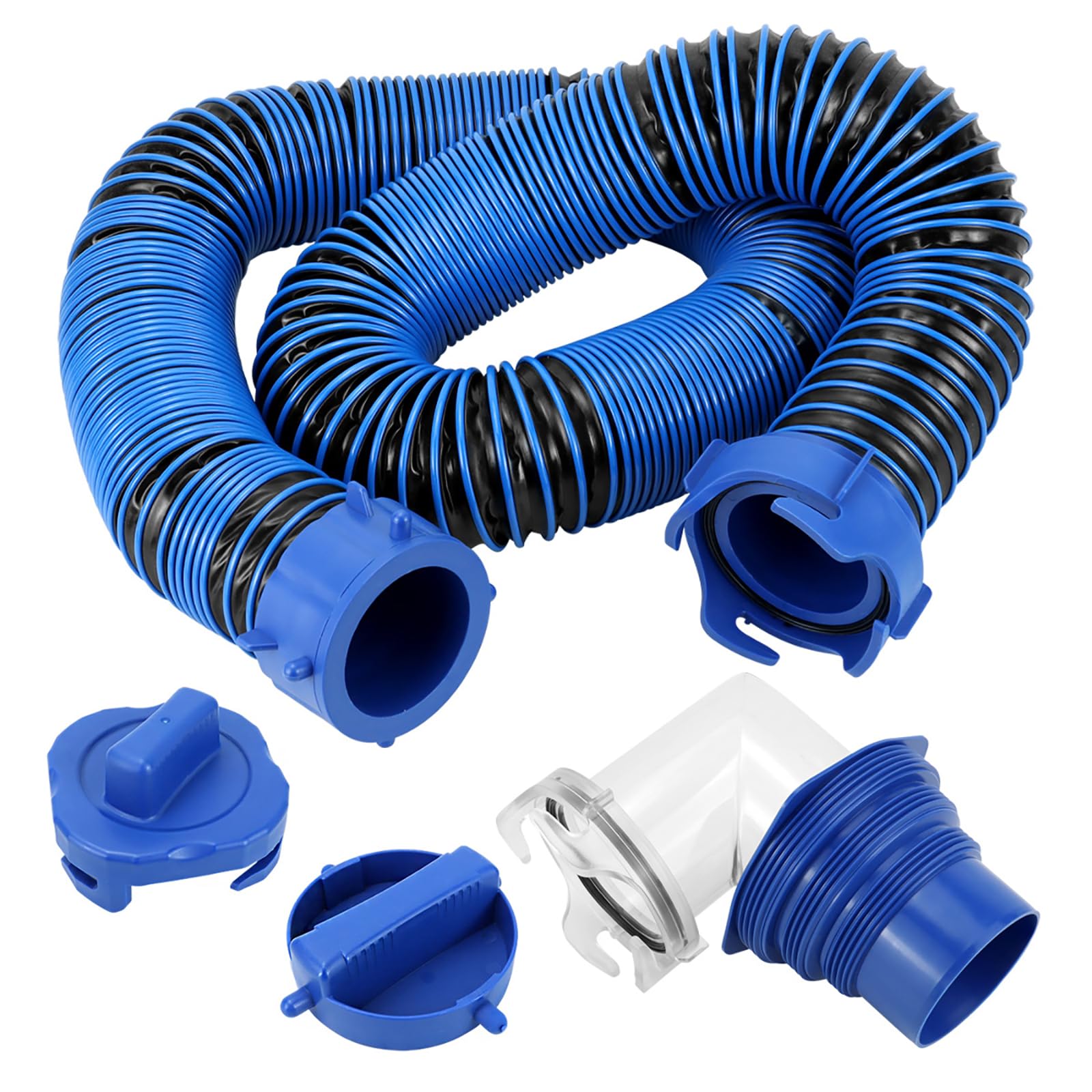 Hsioluted Sewage Pipe With Elb Campers Drain Hose 10 Feet Long Heavy Duty Leakproof Easy Storage Space Saving Campers Waste Hose