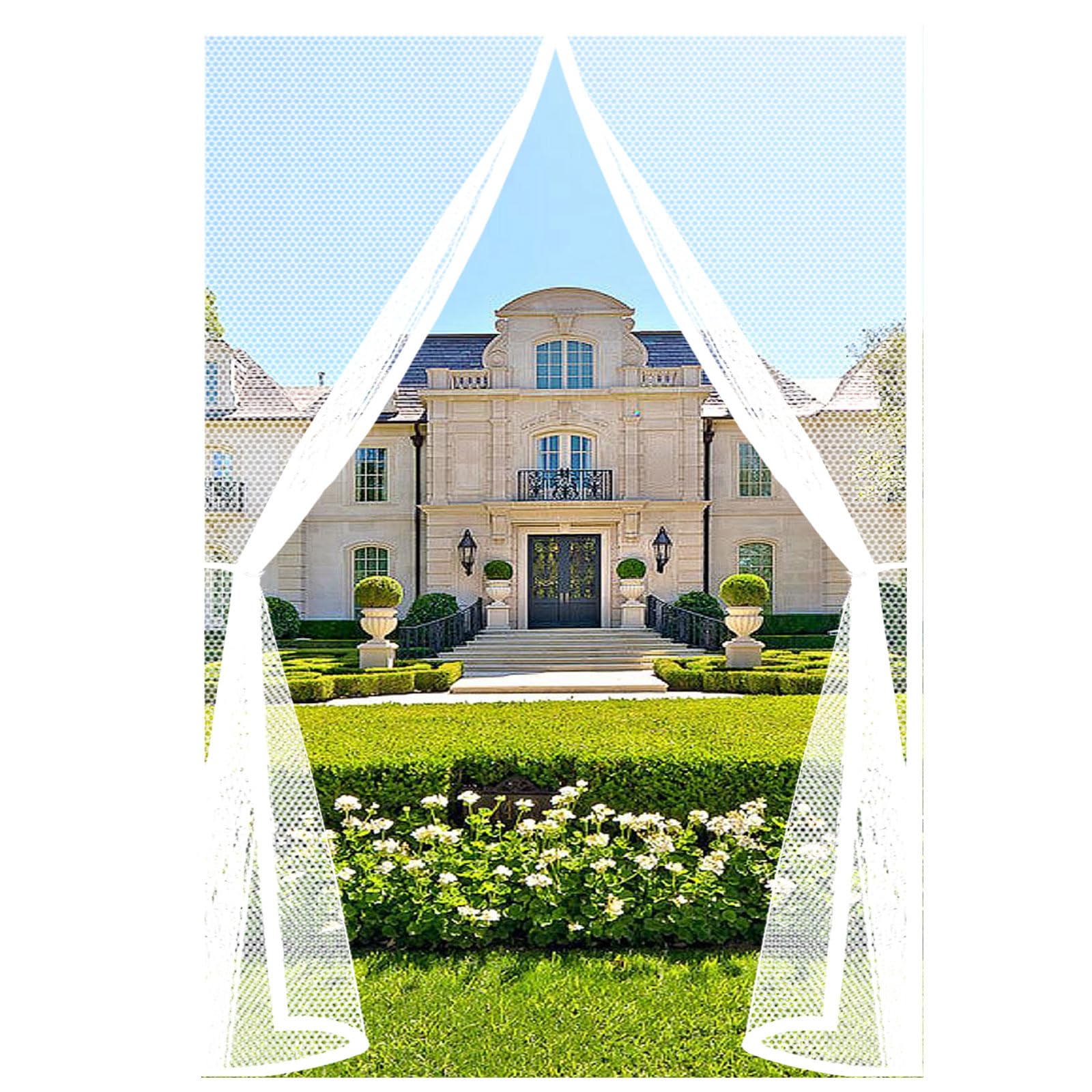 Fly Screens for Doors 70 x 215 cm Heavy Duty Self-Sealing No Gap Anti Mosquito Cat Screen Door Hands Free No Drill Installation for Patio Bedroom Sliding Kitchen, White